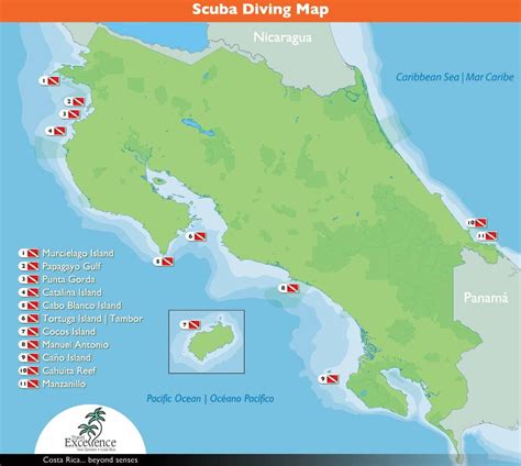 costa rica snorkeling map